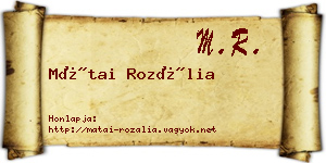 Mátai Rozália névjegykártya